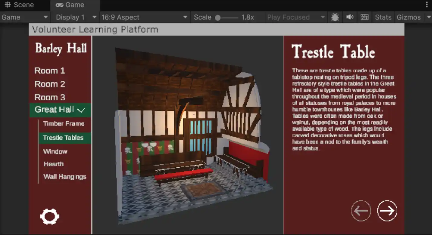 The final program design. A model is visible in the centre, with information on the left and right